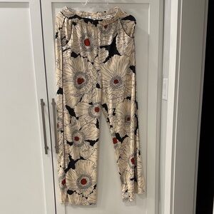 Noli Cream and Black Floral Track Pants with Red Accents